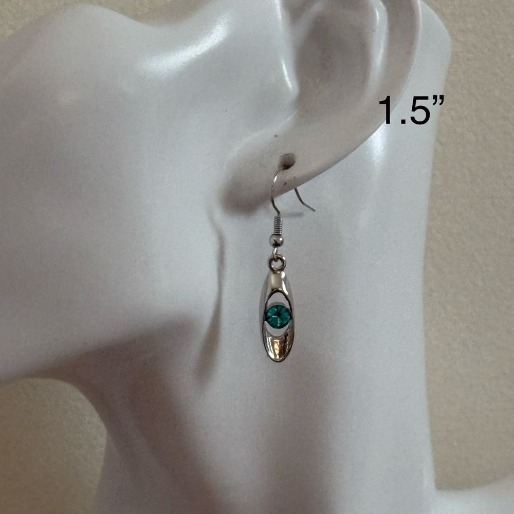 Blue Rhinestone Drop Earring - Picture 3 of 3